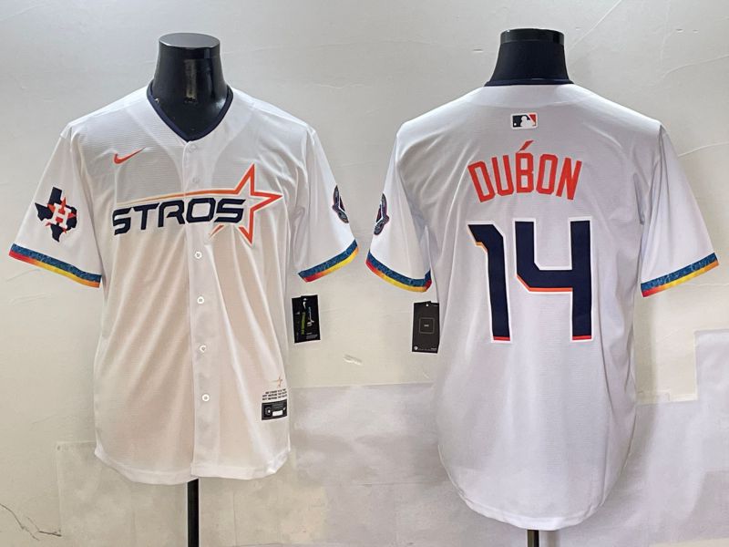 Men Houston Astros #14 Dubon White Fourth generation Joint Name Nike 2025 MLB Jersey style 8